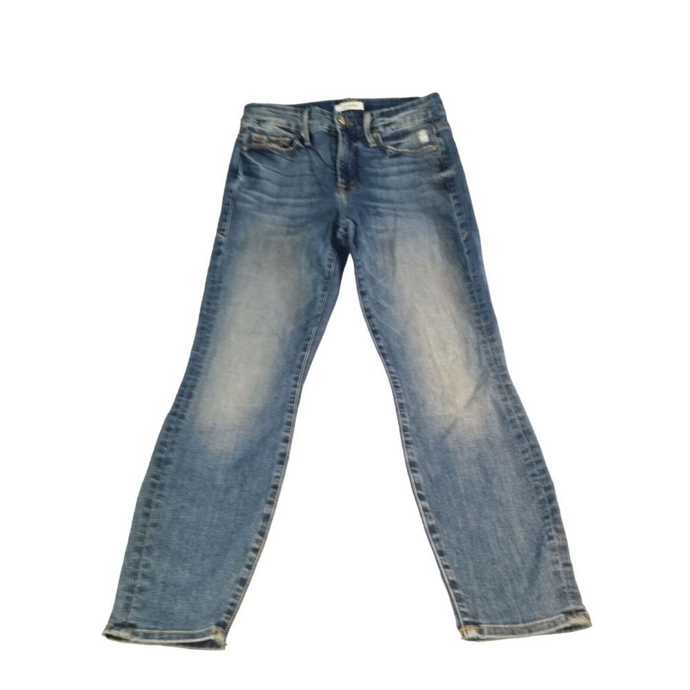 Good American Crop Jeans‎ Women Sz 2/26 Good Legs GLC148T Skinny Hem Out Boho